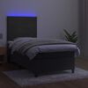 vidaXL Letto a Molle con Materasso e LED Grigio Scuro 100x200 cm