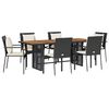 vidaXL Set da Pranzo da Giardino 7 pz Nero con Cuscini in Polyrattan