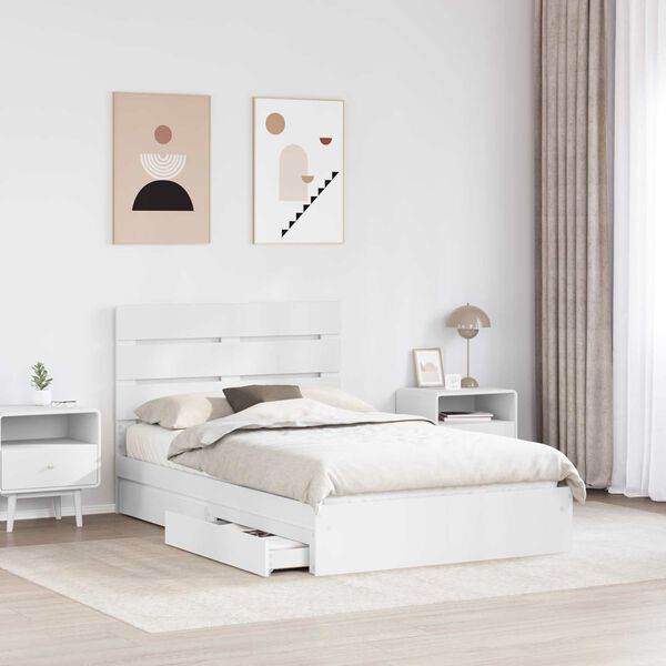 vidaXL Letto con Contenitore Bianco 120 x 190 cm Legno multistrato