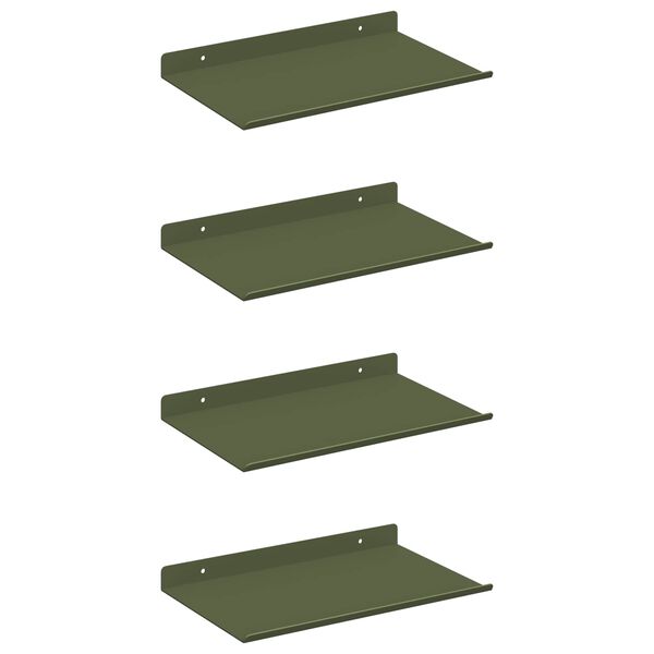 vidaXL Mensola sospesa 4 pcs Verde oliva 30 x 18 x 2,5 cm Acciaio