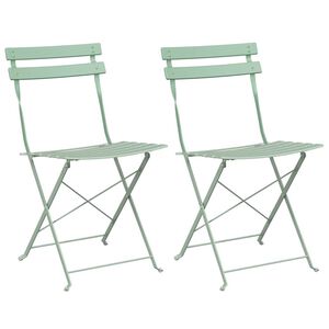 vidaXL Sedia Pieghevole da Giardino 2 pz Menta Leggera Metallo