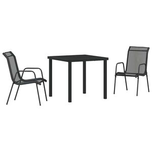 vidaXL Set da Pranzo per Giardino 3 pcs Nero