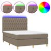 vidaXL Letto a Molle con Materasso e LED Tortora 140x190 cm in Tessuto