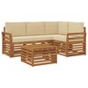 vidaXL Set di divani da esterno con cuscino 5 pcs Naturale e Beige