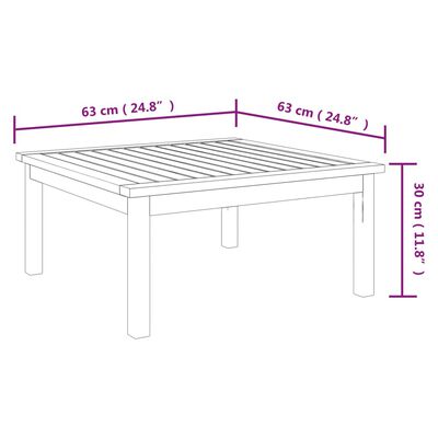 vidaXL Tavolino da Salotto per Giardino 63x63x30 cm Massello di Acacia