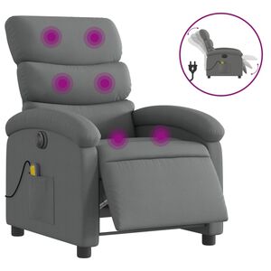 vidaXL Poltrona Reclinabile Massaggio Elettrica Grigio Scuro Tessuto