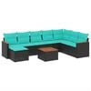 vidaXL Set Divani da Giardino 9 pz con Cuscini Nero in Polyrattan