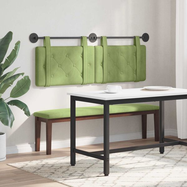 vidaXL Testata appesa Verde chiaro 130 x 55 x 5 cm Velluto