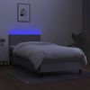 vidaXL Letto a Molle Materasso e LED Grigio Chiaro 90x200 cm Tessuto