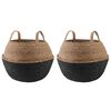 vidaXL Vaso da fiori con manici 2 pz Nero &Oslash; 45 x 36 cm