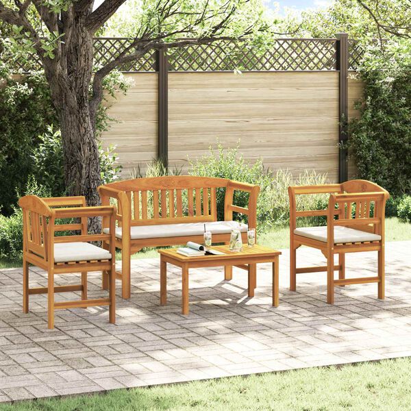 vidaXL Set da giardino con divano a rosa 4 pcs Naturale