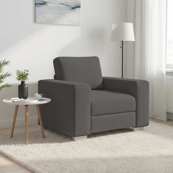 vidaXL Divano Sedia Grigio Scuro 100x77x82 cm Tessuto di Velluto a Coste