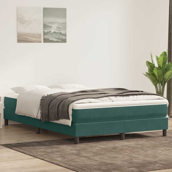 vidaXL Letto a Molle senza Materasso Verde Scuro 140x220 cm Velluto