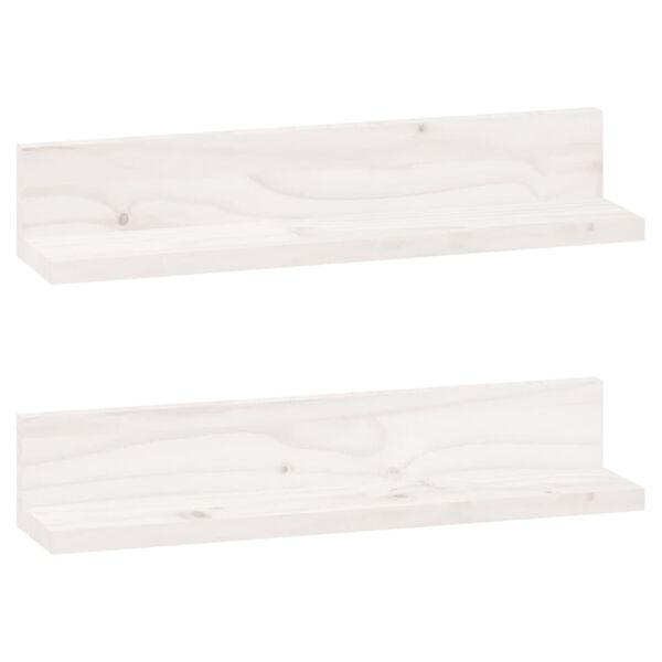 vidaXL Mensole da Parete 2 pz Bianco 50x11x9cm Legno Massello di Pino