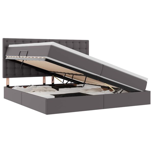 vidaXL Letto con Contenitore Grigio 200 x 200 cm Pelle Sintetica