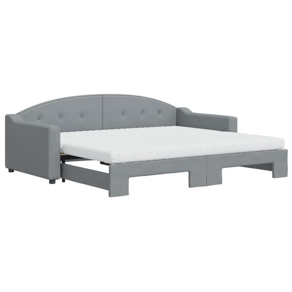 vidaXL Divano Letto Estraibile Materassi Grigio Chiaro 90x200 Tessuto
