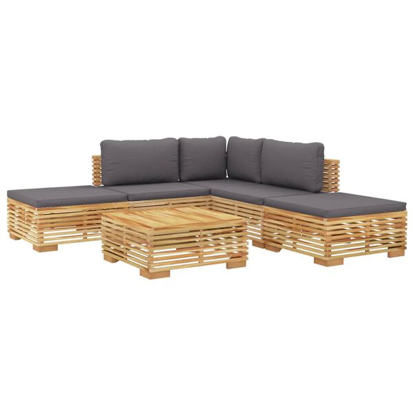 vidaXL Set Divani da Giardino 6 pz con Cuscini Legno Massello di Teak