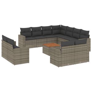 vidaXL Set Divani da Giardino 12 pz con Cuscini Grigio in Polyrattan