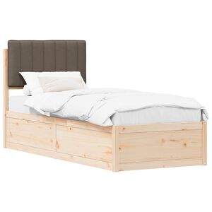 vidaXL Letto con Testiera Rivestita Talpa 75 x 190 cm Pino massello