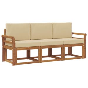 vidaXL Set di divani da esterno 3 pz Naturale e Beige