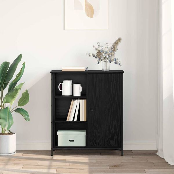 vidaXL Credenza Rovere Nero 70 x 30 x 80 cm Legno multistrato