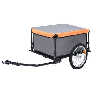 vidaXL Rimorchio da Bici Grigio e Arancione 65 kg