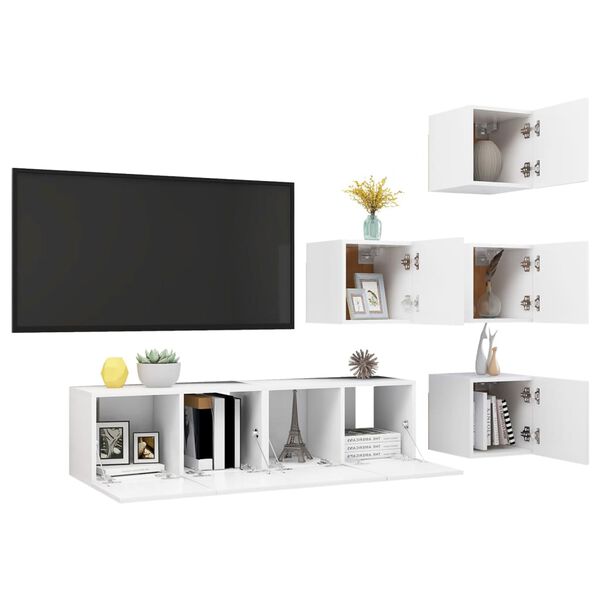 vidaXL Set Mobili Porta TV 6 pz Bianco in Legno Multistrato