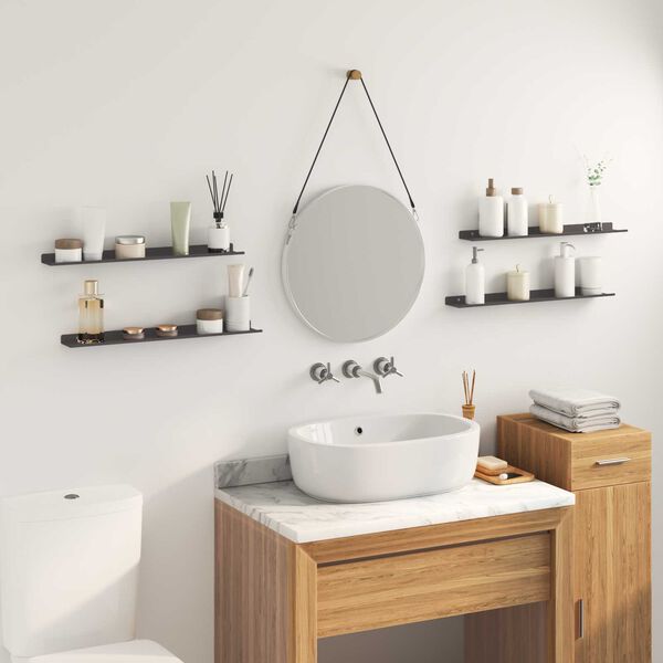 vidaXL Mensola sospesa 4 pcs Nero 60 x 8,5 x 2,5 cm Acciaio