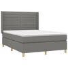 vidaXL Letto a Molle Materasso e LED Grigio Scuro 140x190cm in Tessuto