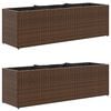 vidaXL Fioriere da Giardino con 3 Vasi Marrone 105x30x32 cm Polyrattan