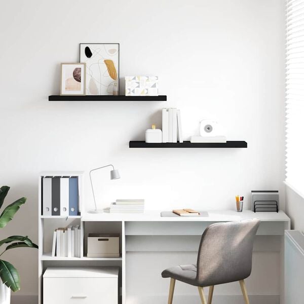 vidaXL Scaffali a Parete 2 pz Neri 90x23,5x3,8 cm in MDF