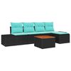 vidaXL Set Divano da Giardino 6 pz Nero polyrattan