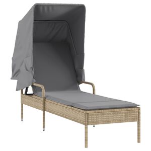 vidaXL Lettino Prendisole con Baldacchino Beige in Polyrattan