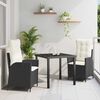 vidaXL Set da Pranzo per Giardino con cuscino 3 pcs Nero polyrattan