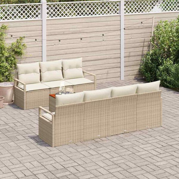 vidaXL Set Divano da Giardino con cuscino 8 pcs Beige polyrattan
