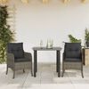 vidaXL Set da Pranzo da Giardino 3 pz con Cuscini in Polyrattan Grigio