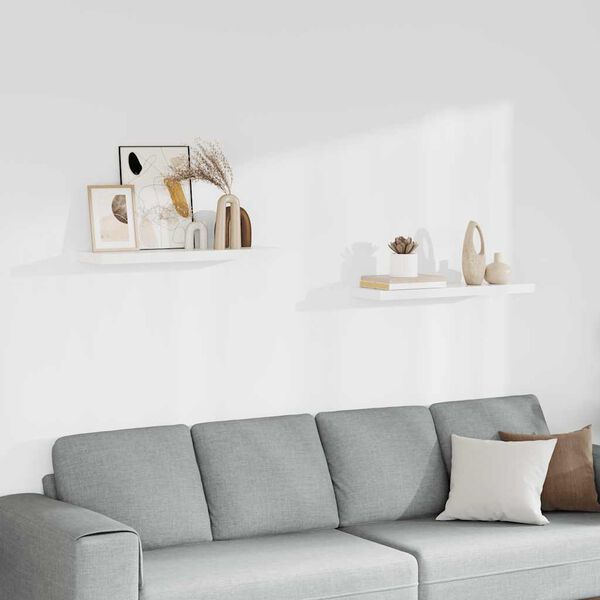 vidaXL Scaffali a Parete 2 pz Bianchi 80x23,5x3,8 cm in MDF