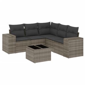 vidaXL Set Divano da Giardino 6 pz con Cuscini Grigio in Polyrattan