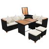 vidaXL Set Divani da Giardino 7 pz con Cuscini in Polyrattan Nero
