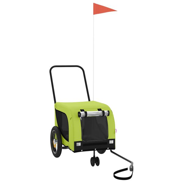 vidaXL Rimorchio da Bici per Animali Verde e Nero Oxford e Ferro