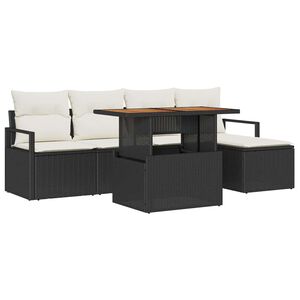 vidaXL Set da Pranzo per Giardino con cuscino 6 pcs Nero e Crema