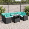 vidaXL Set Divani da Giardino con Cuscini 8 pz Nero Polyrattan Acacia