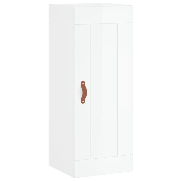 vidaXL Mobile Parete Bianco Lucido 34,5x34x90 cm in Legno Multistrato