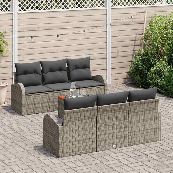 vidaXL Set Divano da Giardino 7 pcs Grigio