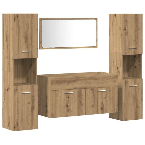 vidaXL Set Mobili da Bagno 4 pz Rovere Artigianale Legno Multistrato
