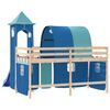vidaXL Letto a Soppalco con Torre Bambini Blu 90x190cm Massello Pino
