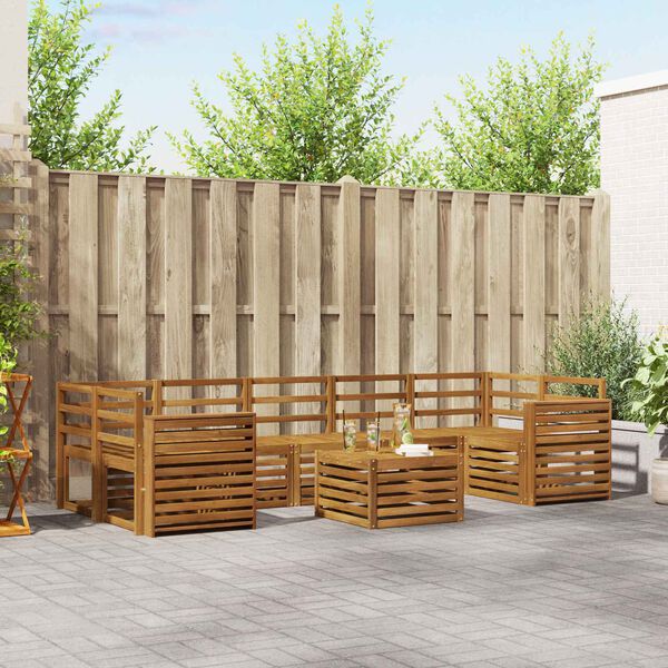 vidaXL Set divani 8 pcs Naturale Legno di Acacia Massello