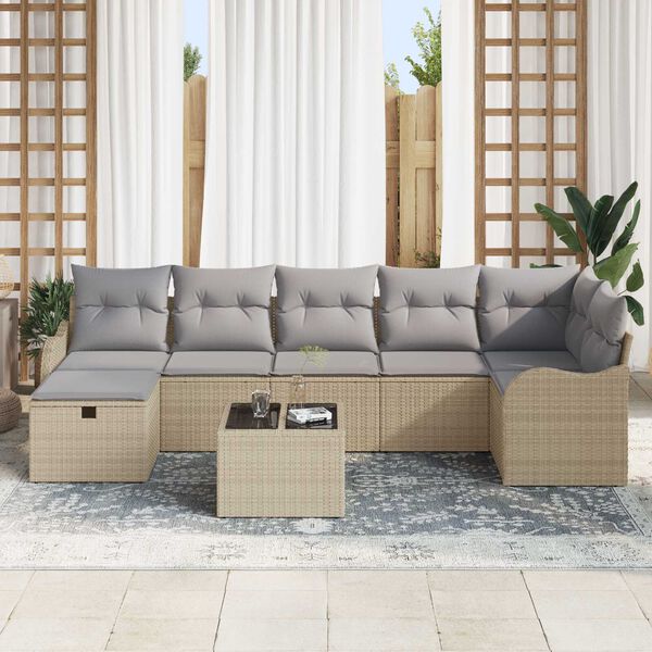 vidaXL Set di divani con cuscino Beige e Grigio Chiaro polyrattan