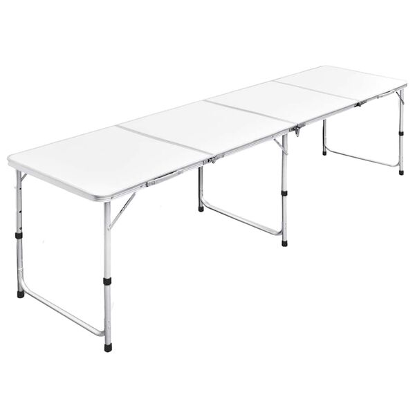vidaXL Tavolo da Campeggio Pieghevole Alluminio Regolabile 240x60 cm