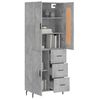 vidaXL Credenza Grigio Cemento 69,5x34x180 cm in Legno Multistrato